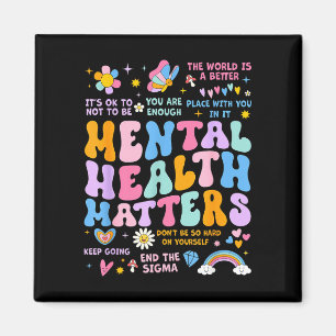 Mental health support squad groovy men women kids magnet