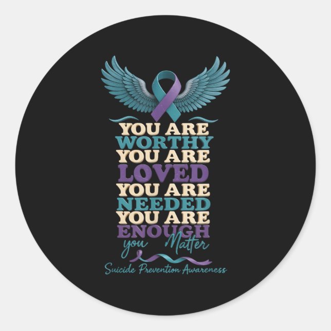 Mental Health Suprt Suicide Prevention Awareness S Classic Round Sticker (Front)