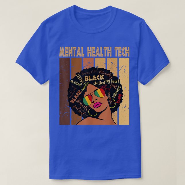 Mental Health Tech Afro African American Black His T-Shirt (Design Front)