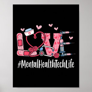 Mental Health Tech Love Valentines Day Cute Women Poster