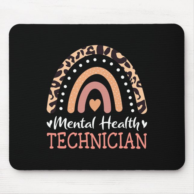 Mental Health Technician Leopard Rainbow  Mouse Mat (Front)