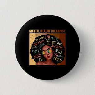 Mental Health Therapist Afro Women Black History M 6 Cm Round Badge