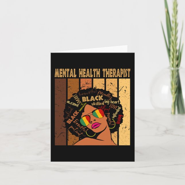 Mental Health Therapist Afro Women Black History M Card (Front)