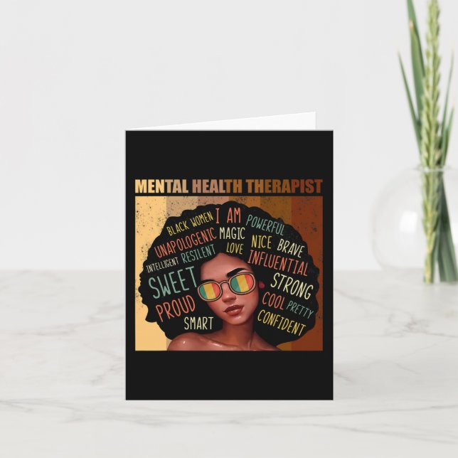 Mental Health Therapist Afro Women Black History M Card (Front)