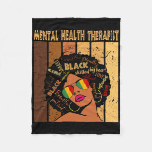 Mental Health Therapist Afro Women Black History M Fleece Blanket