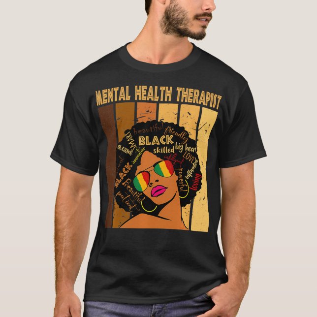 Mental Health Therapist Afro Women Black History M T-Shirt (Front)