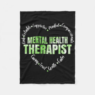 Mental Health Therapist Heart Word Fleece Blanket