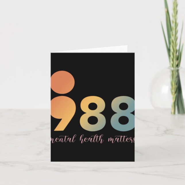 Mental Health Therapy 988 Semicolon Counselor Si  Card (Front)