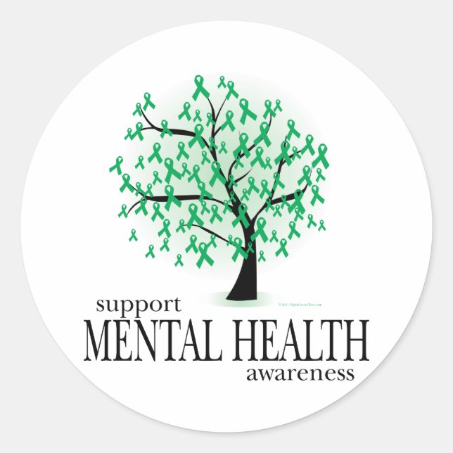 Mental Health Tree Classic Round Sticker (Front)