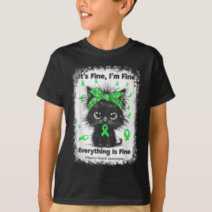 Mental Health Warrior Awareness Black Cat Brain Il T-Shirt