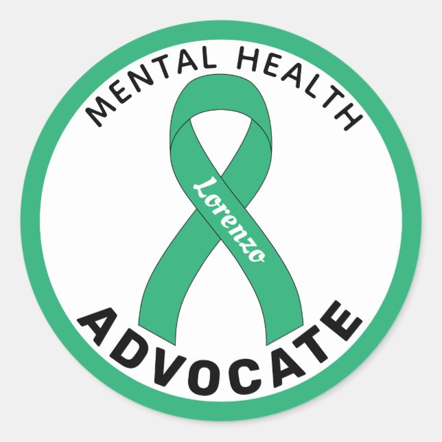 Mental Health Warrior Ribbon White Round Sticker (Front)
