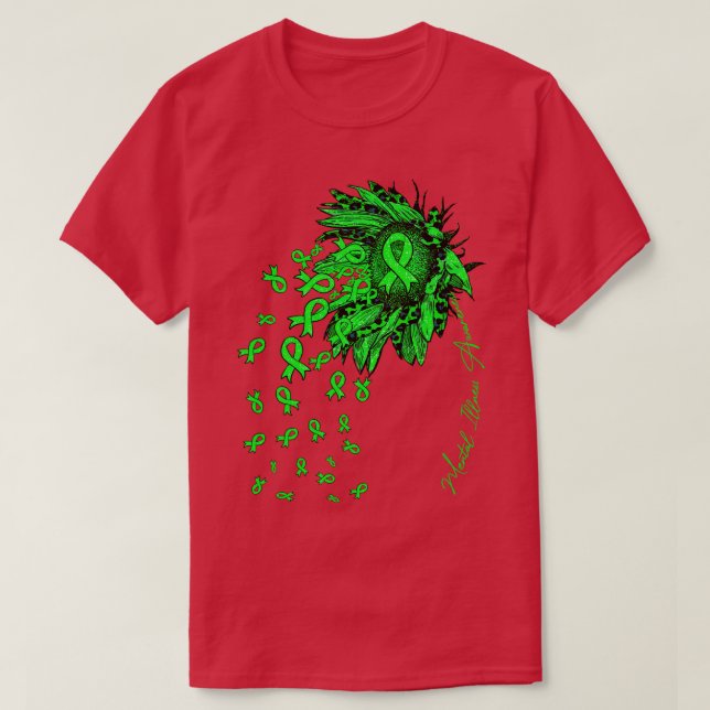 Mental Illness Awareness Sunflower ribbon flowers  T-Shirt (Design Front)