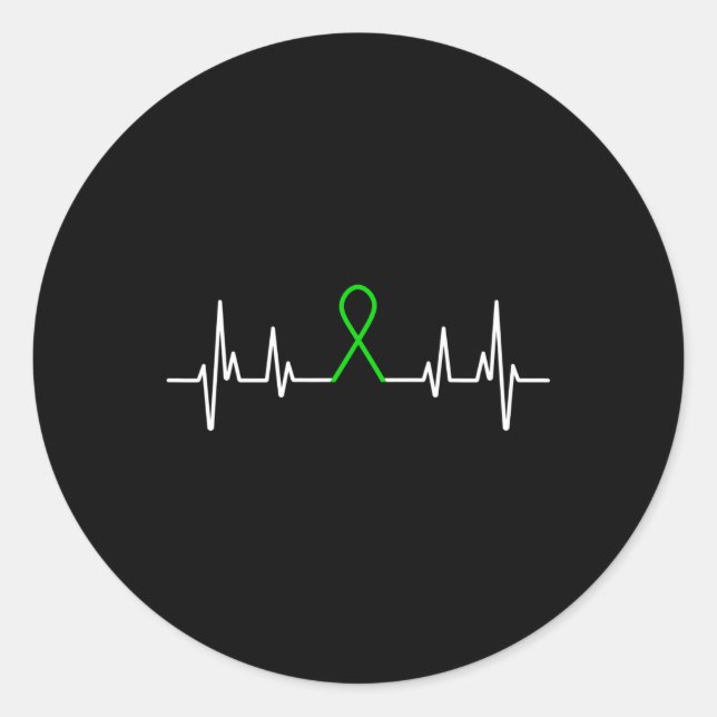 Mental Illness Green Ribbon Mental Health Awarenes Classic Round Sticker (Front)