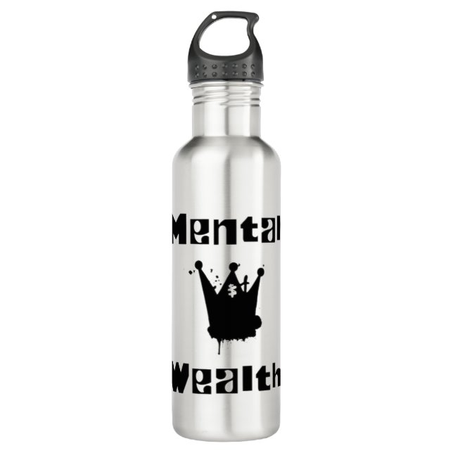 mental wealth is mental health 710 ml water bottle (Front)