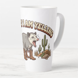 Mentally I Am Yelling Funny Cowboy Opossum Latte Mug