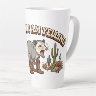 Mentally I Am Yelling Funny Cowboy Opossum Latte Mug