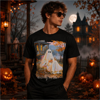 Mentally I'm Here Funny Ghost Autumn T-Shirt