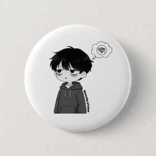 Mentally Offline Disconnected Chibi Boy 6 Cm Round Badge