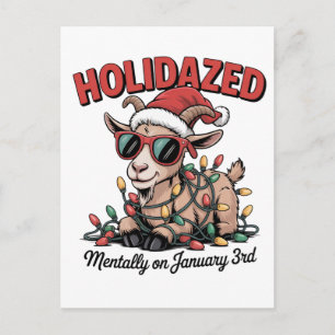 Mentally on January 3rd Funny Christmas Goat Anima Holiday Postcard