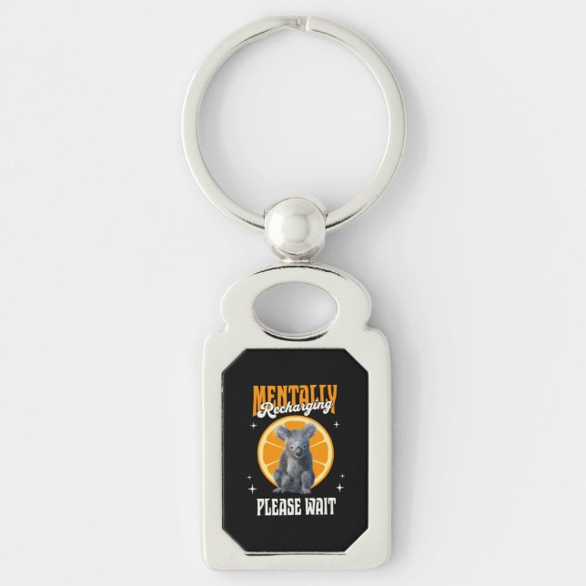 Mentally Recharging Introvert Koala Design Key Ring (Front)