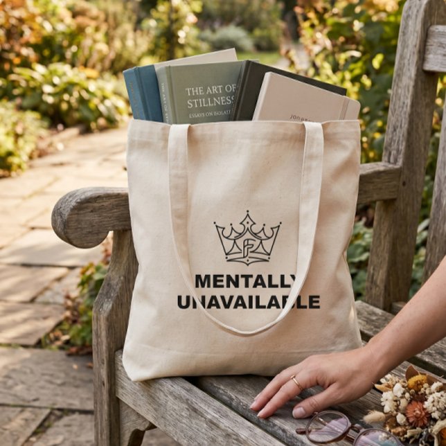 Mentally Unavailable Canvas Tote Bag (Creator Uploaded)