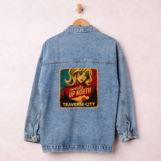 Mentally Up North Retro Traverse City, MI Denim Jacket