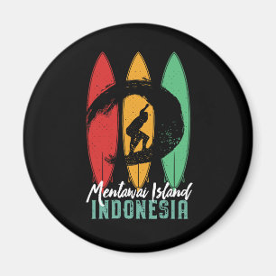Mentawai Island Indonesia Vintage Retro Surfing Magnet