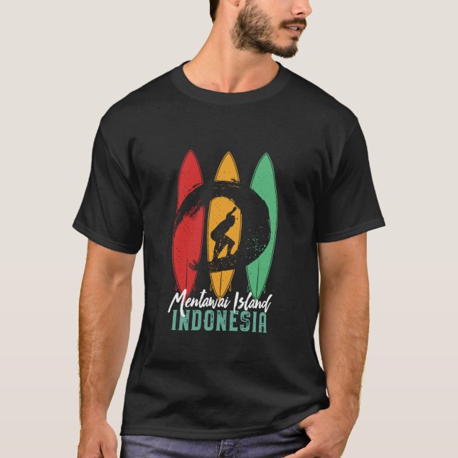 Mentawai Island Indonesia Vintage Retro Surfing T-Shirt (Front)
