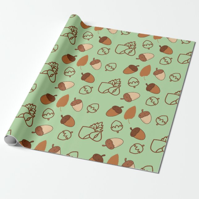 Menthol Green Seamless Wrapping Paper: Hazelnuts Paper (Unrolled)