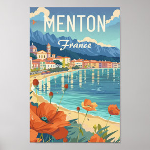 Menton France Famous Vintage Travel Place Poster