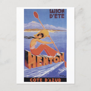 Menton France Saison d'ete Summer Vintage Travel Postcard