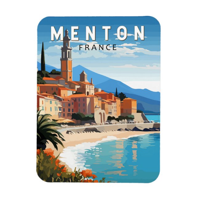 Menton France Travel Art Vintage Magnet (Vertical)
