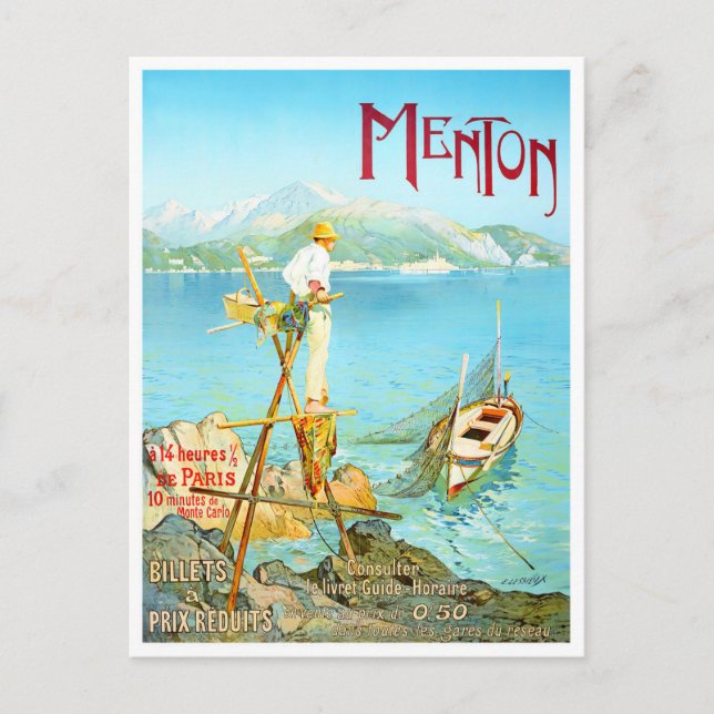 Menton France vintage travel Postcard (Front)