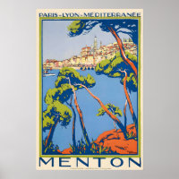 Menton France Vintage Travel Poster