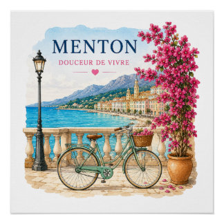 Menton French Riviera - bicycle Poster