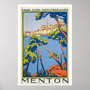 Menton French Riviera France Vintage Travel Poster