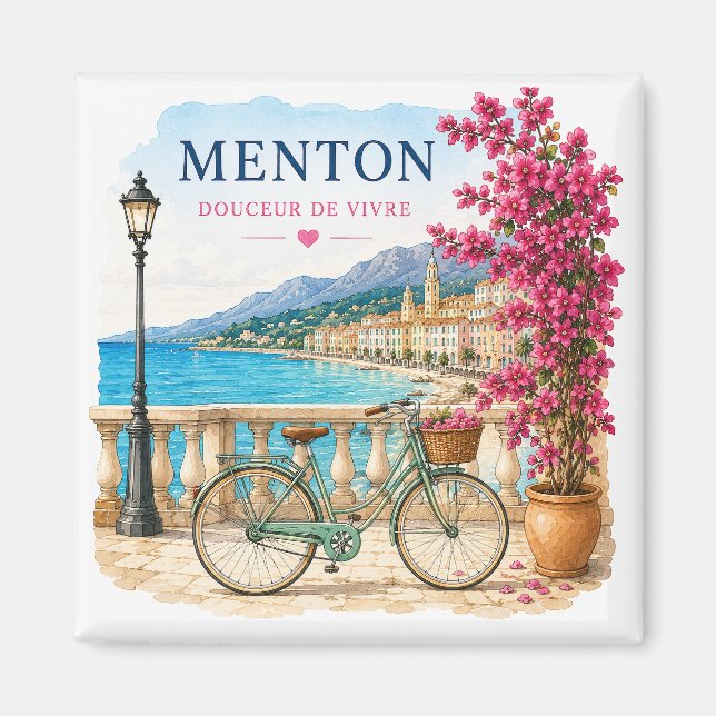 Menton French Riviera Magnet - bicycle  (Front)
