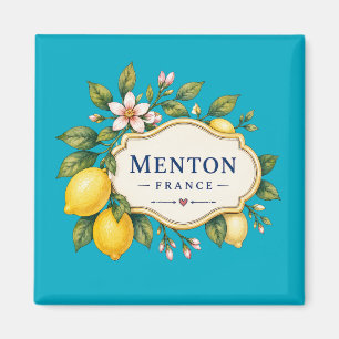 Menton French Riviera Magnet - turquoise Lemon