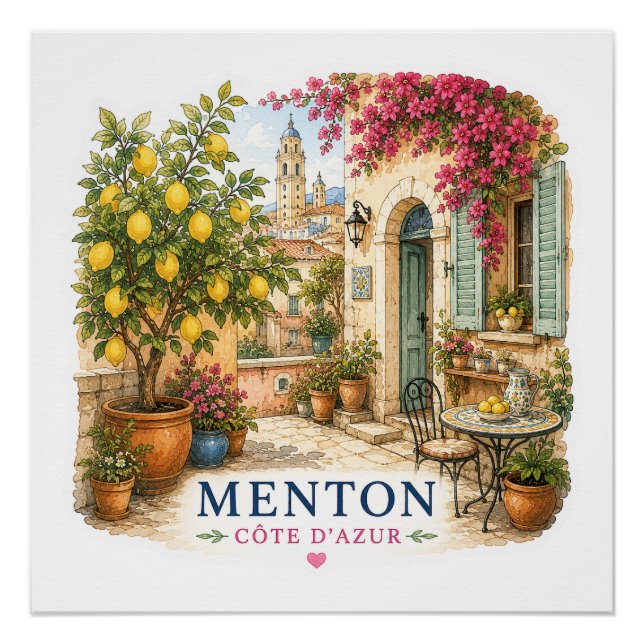 Menton French Riviera  - Patio Poster (Front)