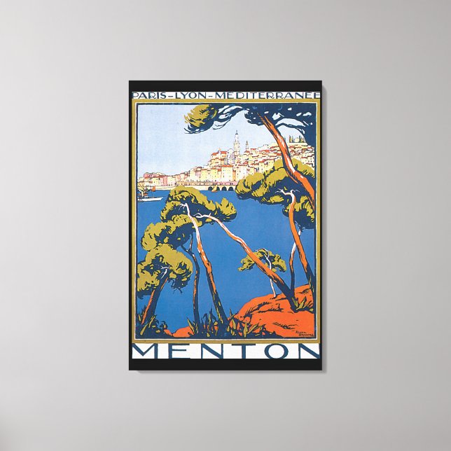 Menton Vintage Travel Poster Canvas Print (Front)