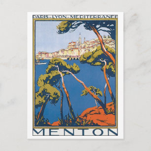Menton Vintage Travel Poster Postcard