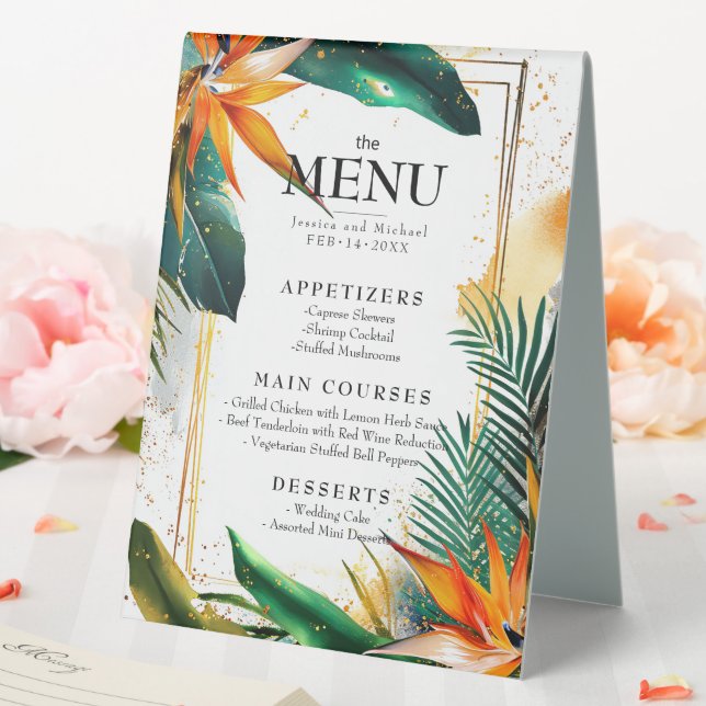 Menu and Drink list Birds of Paradise Bliss (In SItu (Wedding))