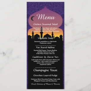 Menu Arabian Night Party Wedding Reception Invitation