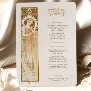 Menu Art Nouveau Wedding Dinner by Mucha Invitation