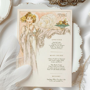 Menu Art Nouveau Wedding Dinner by Mucha Invitation