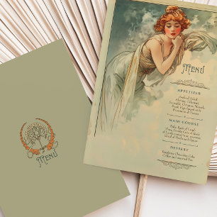 Menu Art Nouveau Wedding Dinner Invitation