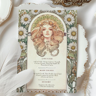 Menu Art Nouveau Wedding Dinner Invitation