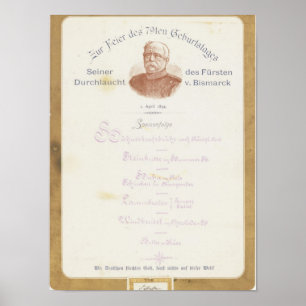 Menu at Prince von Bismarcks Poster