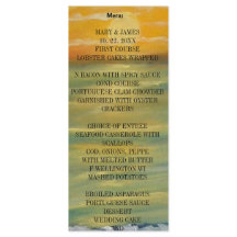 Menu Beach sunset wedding 