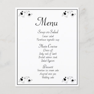 Menu Black White Lovebirds Wedding Party Birds